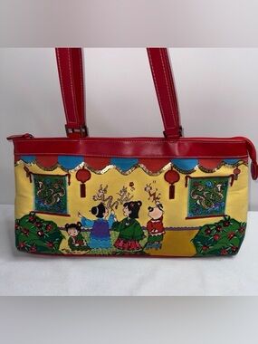 Red and Yellow Chinese new year Illustrated Canvas Tote Bag